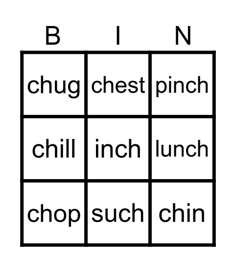 ch /ch/ Bingo Card