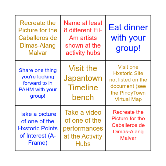 PinoyTown Bingo Card