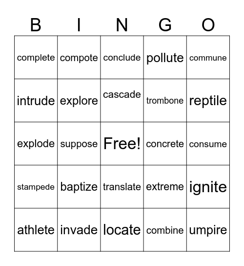 Mega 3 Bingo Card
