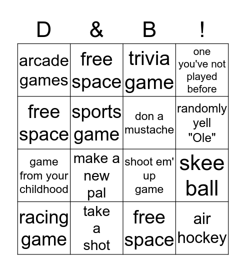 Couples Night Bingo Card