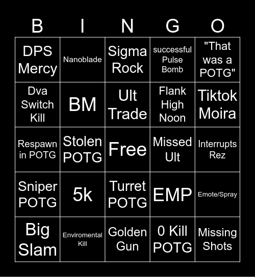 POTG Bingo Card