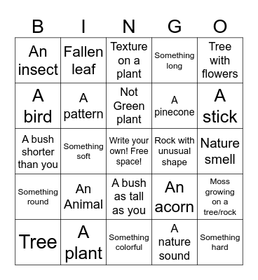 Outdoor Bingo Card