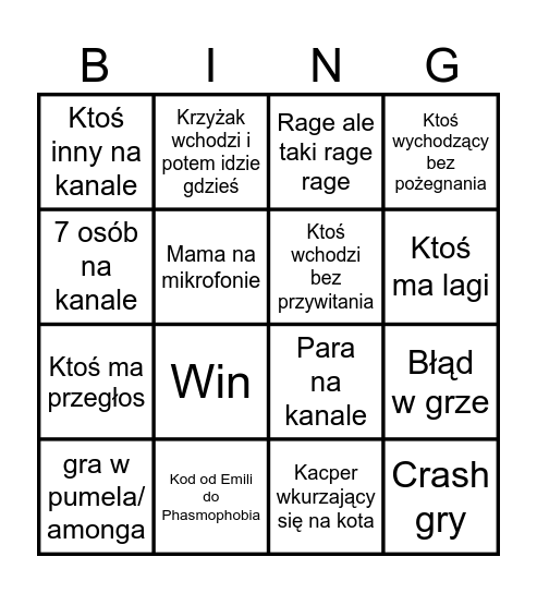 BINGO Pogadankowe Bingo Card