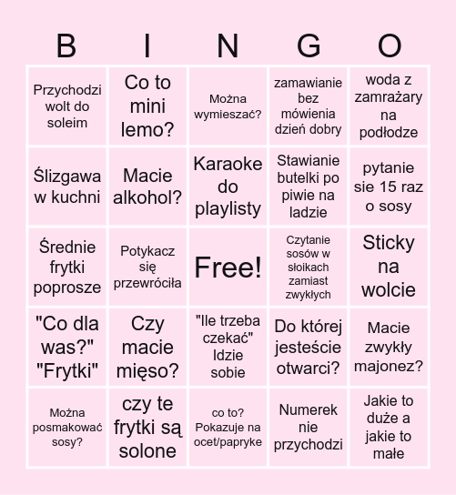 Zmianowe bingo Card