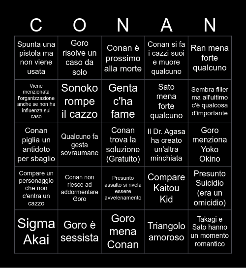 Detective Conan Bingo Card