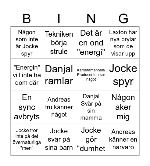 Spökjaktsbingo Card