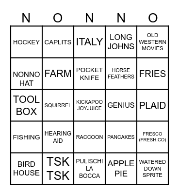 NONNO BINGO Card