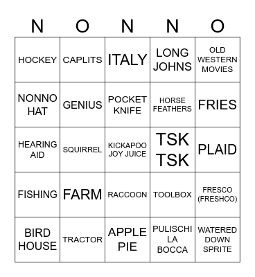 NONNO BINGO Card