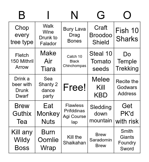 Drews Runescape Bingo Card