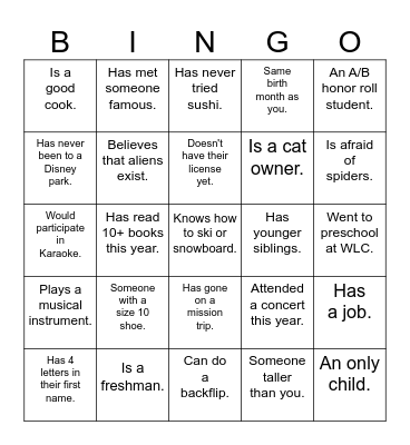 BINGO MIXER Bingo Card