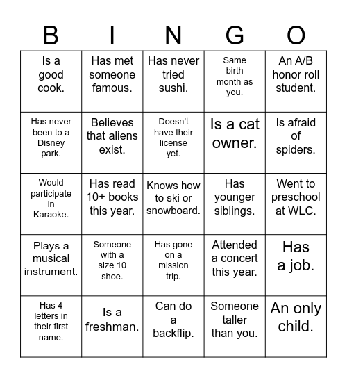 BINGO MIXER Bingo Card