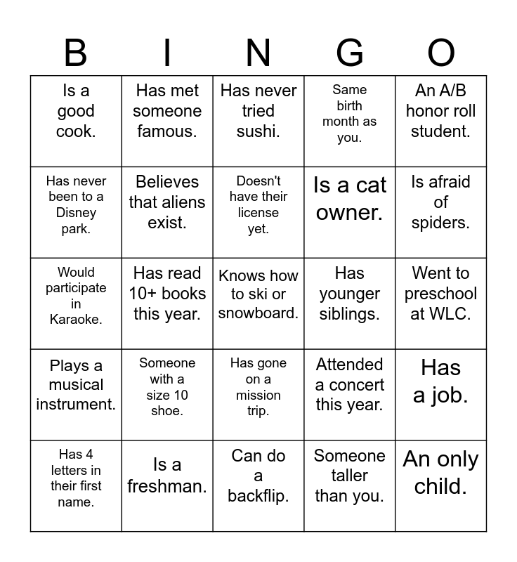BINGO MIXER Bingo Card