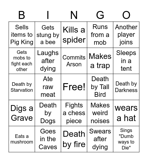 DST Card 1 Bingo Card