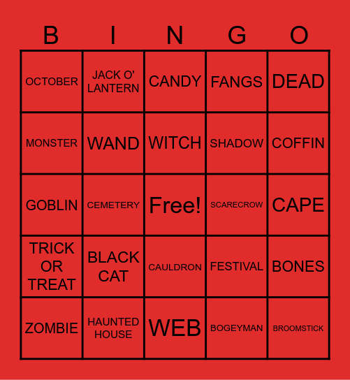 HALLOWEEN Bingo Card