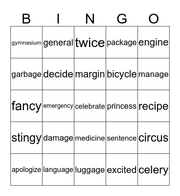 4th Grade - Soft C and Soft G Bingo Card