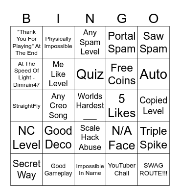 Recent Tab Bingo Card