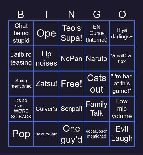 Nerissa's Bingo! Bingo Card