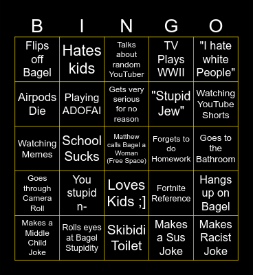 MATTHEW BINGO Card