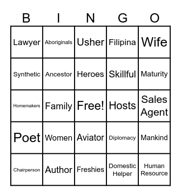 Gender-fair Language Bingo Card