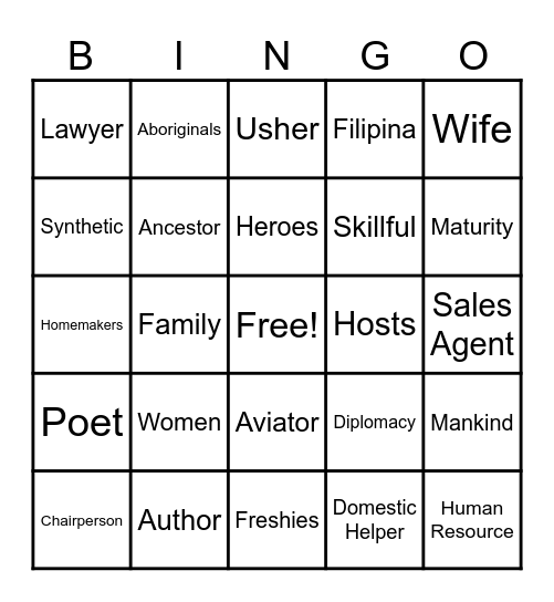 Gender-fair Language Bingo Card