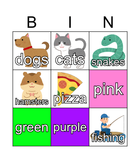 Do you like ____? Bingo Card