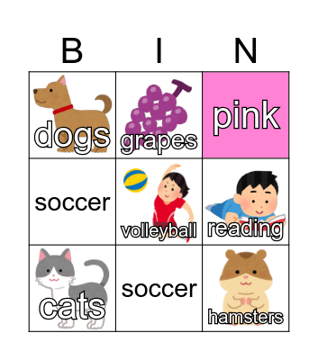 Do you like ____? Bingo Card