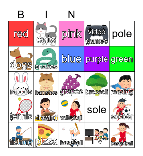 Do you like ____? Bingo Card