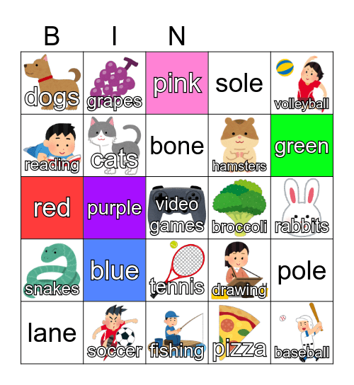 Do you like ____? Bingo Card