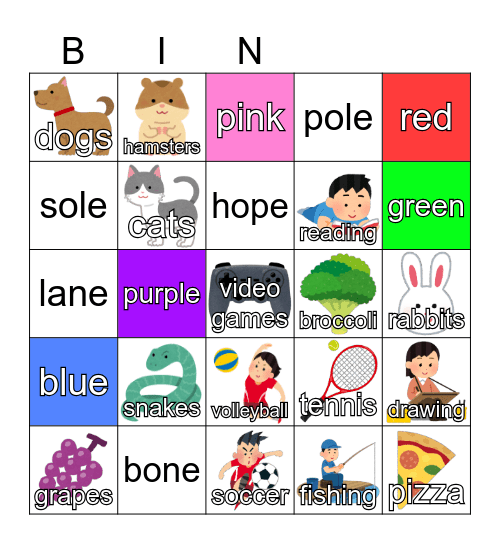 Do you like ____? Bingo Card