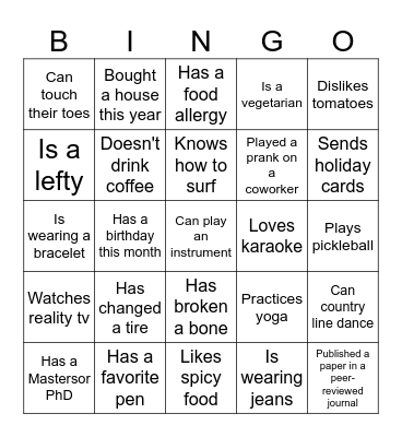 ExecNET Icebreaker Bingo Card