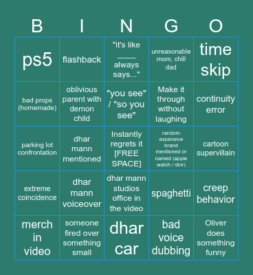 Dhar Mann Bingo v4 Bingo Card
