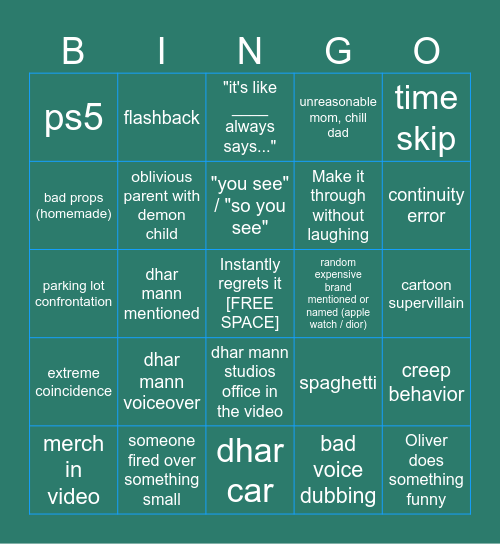 Dhar Mann Bingo v4 Bingo Card