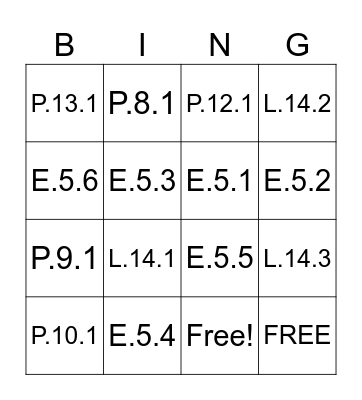 KG SCIENCE QUIZ Bingo Card