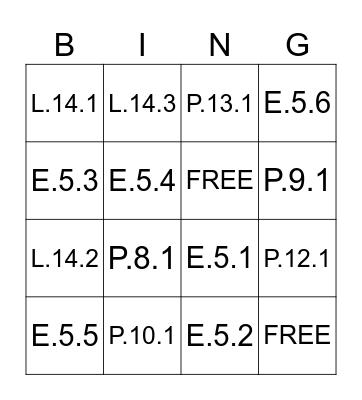 KG SCIENCE QUIZ Bingo Card