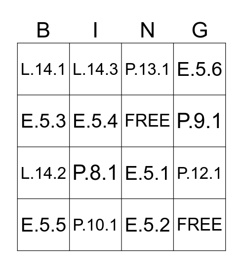 KG SCIENCE QUIZ Bingo Card