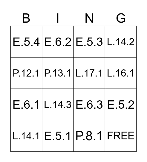 GRADE 1 SCIENCE QUIZ Bingo Card