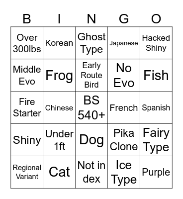 Pokemon 3.0 Bingo Card