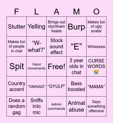 Flamingo bingo Card