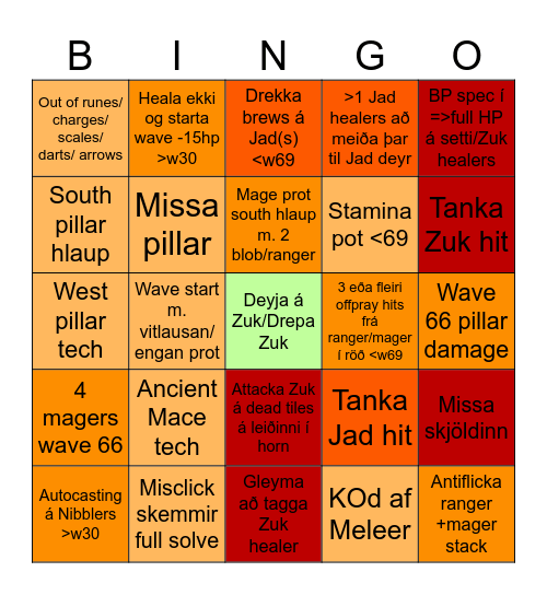 Inferno B-B-B-BINGÓóó Bingo Card