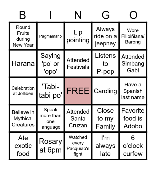 PINOY EDITION Bingo Card