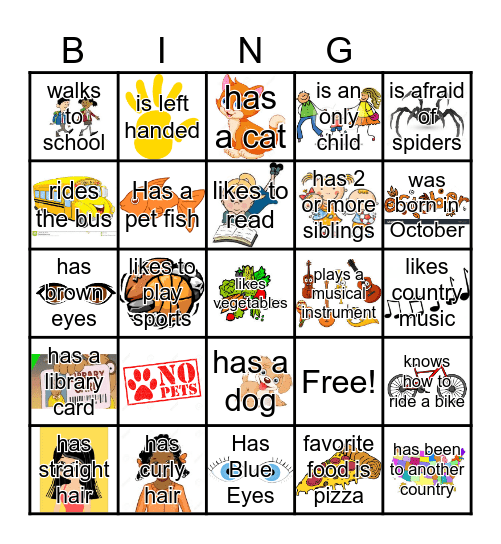 Get to know you bingo Card