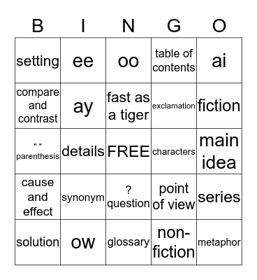 Reading is Fun! Bingo Card