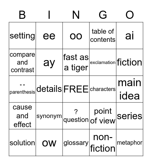 Reading is Fun! Bingo Card