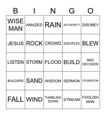 Wise Man Foolish Man Bingo Card