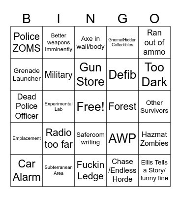 Left 4 Dead? Bingo Card