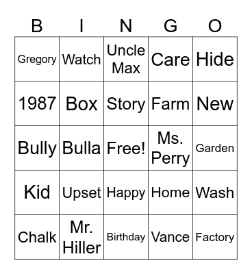 The Chalk Box Kid Bingo Card