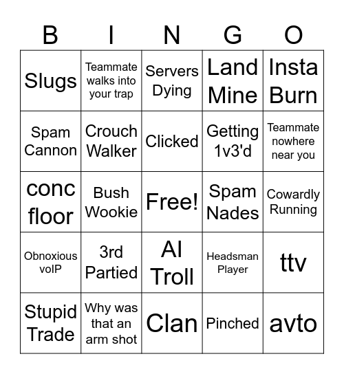 Hunt Showdown Bingo Card