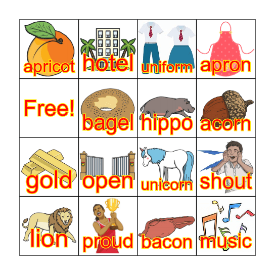 First Word Stage 3-15-2 Long Vowel Sounds Bingo Card