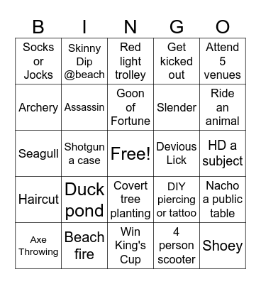 Bingo Bonga Bungo Bingo Card