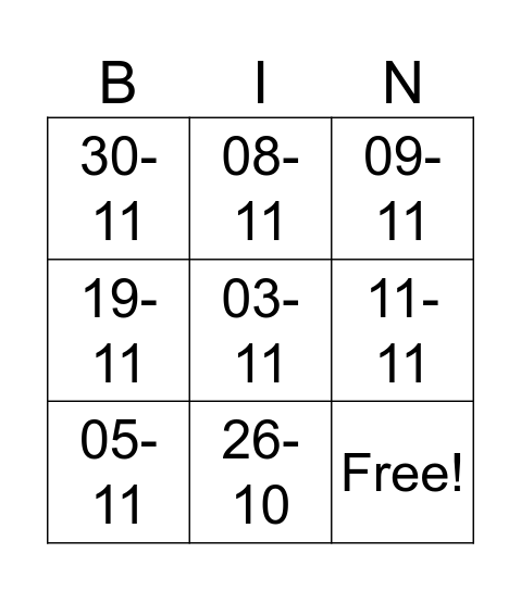 Geboorte Bingo Card